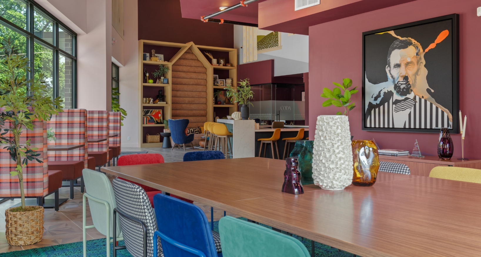 Long table in conference room
