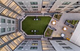 Aerial view of a courtyard