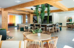 Clubroom with tables and chairs