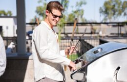 A man grilling