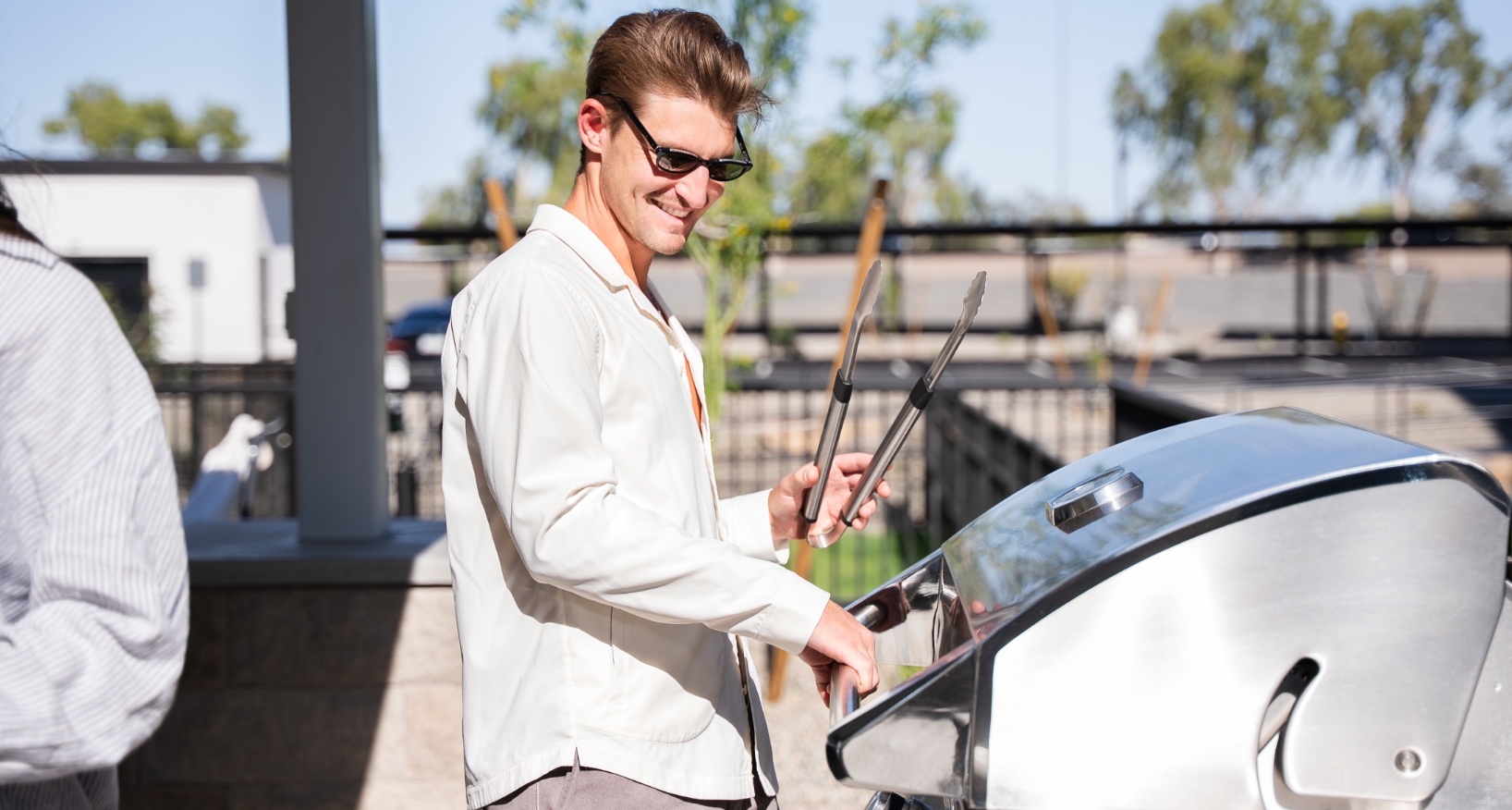 A man grilling