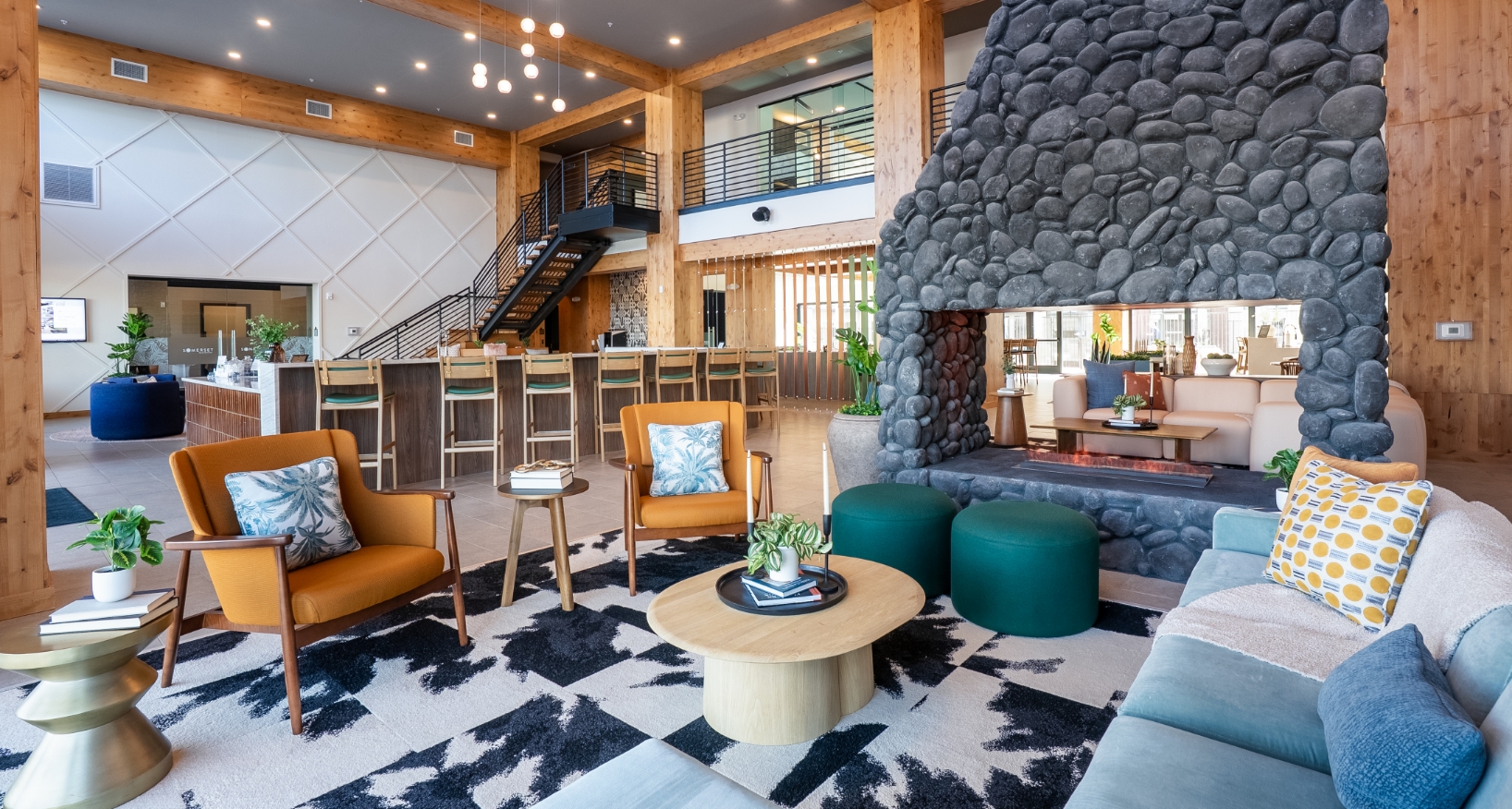 lobby lounge with fireplace