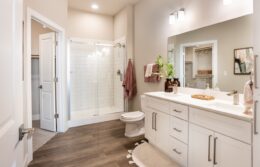 bathroom with sink toilet and shower