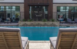 2 lounge chairs by the pool
