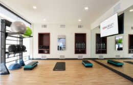 workout room with yoga mats