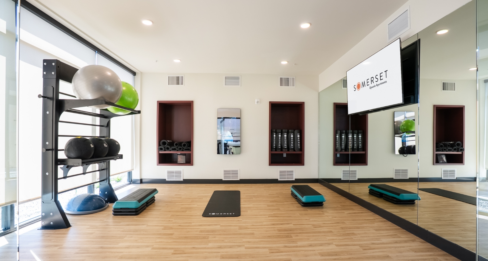 workout room with yoga mats